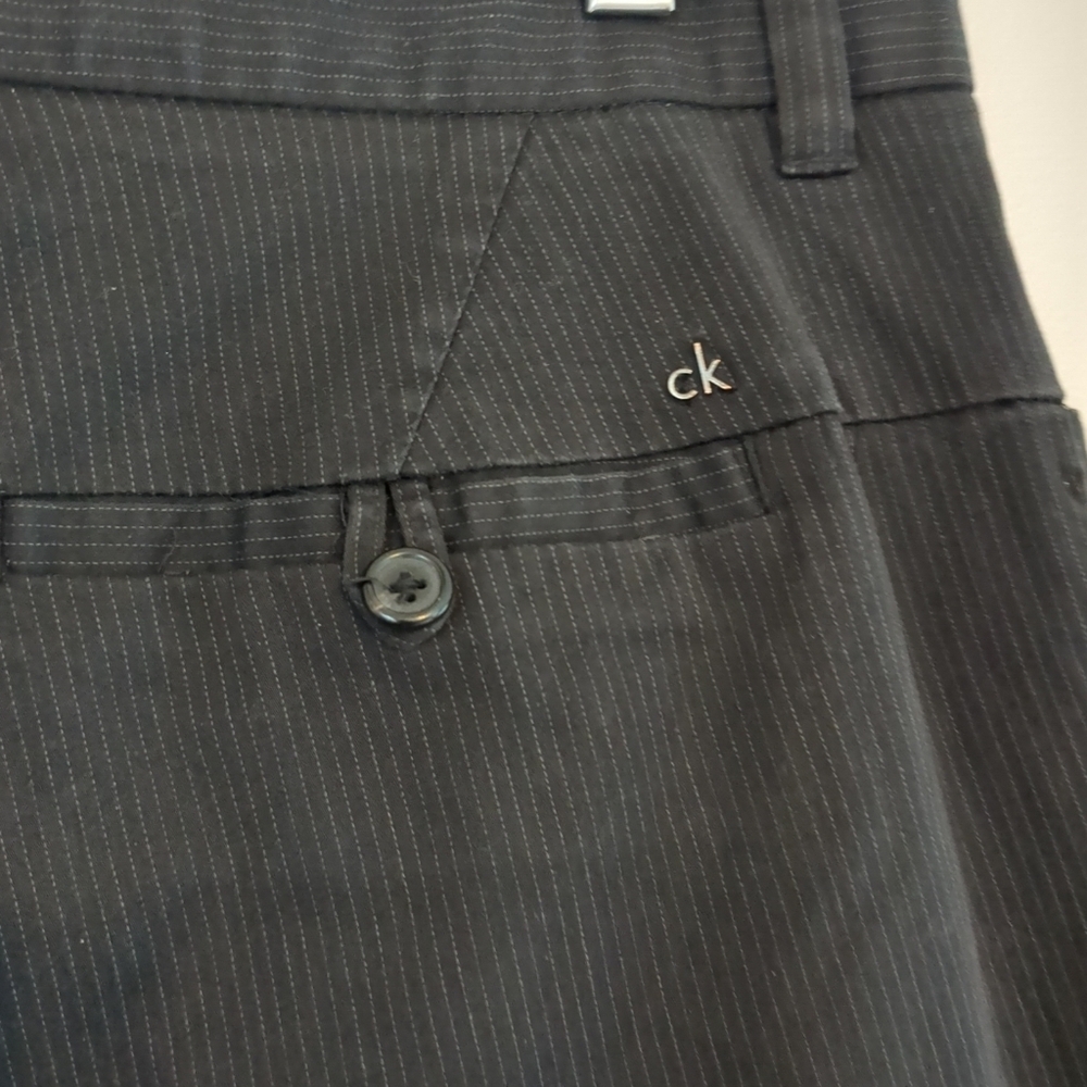 Calvin Klein Chino Pants Mens 34 Black Stripe Cotton Business Casual Formal - Picture 5 of 11